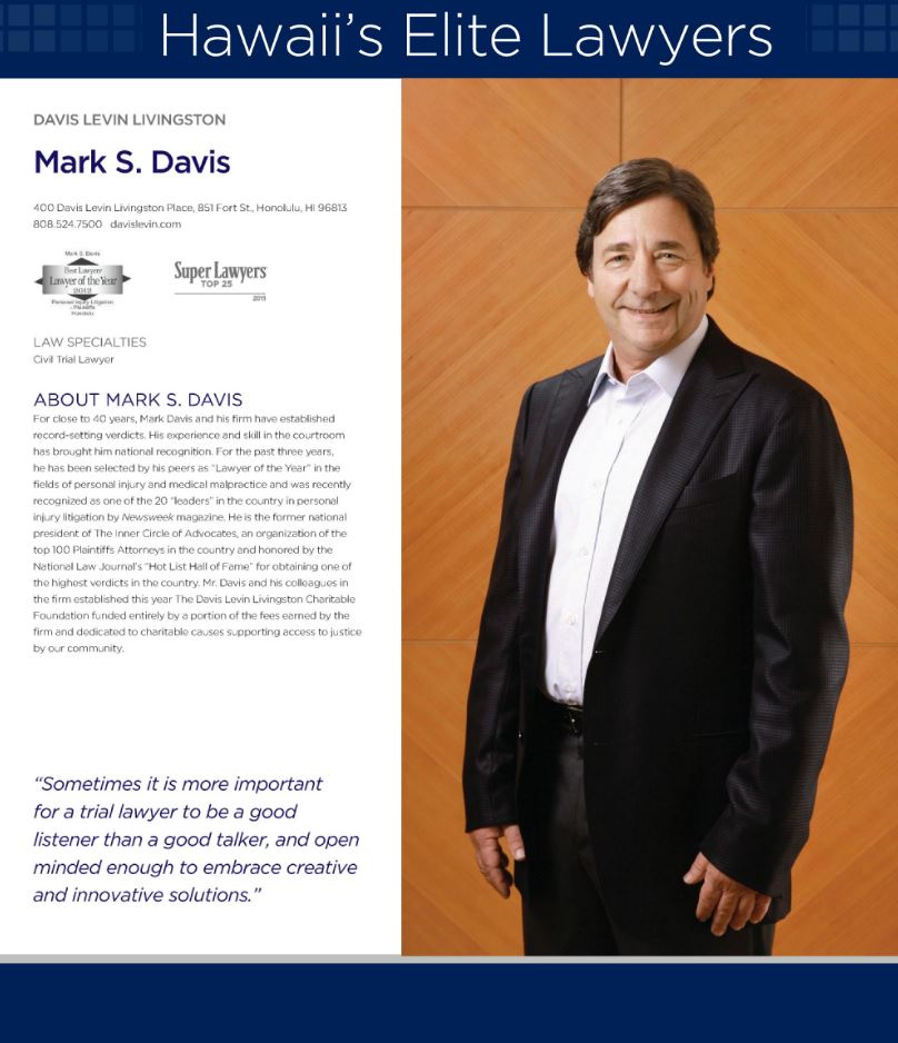 Mark Davis Hawaiis Elite Lawyers Davis Levin Livingston